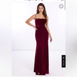 Azazie Solange Velvet Dress - Cabernet